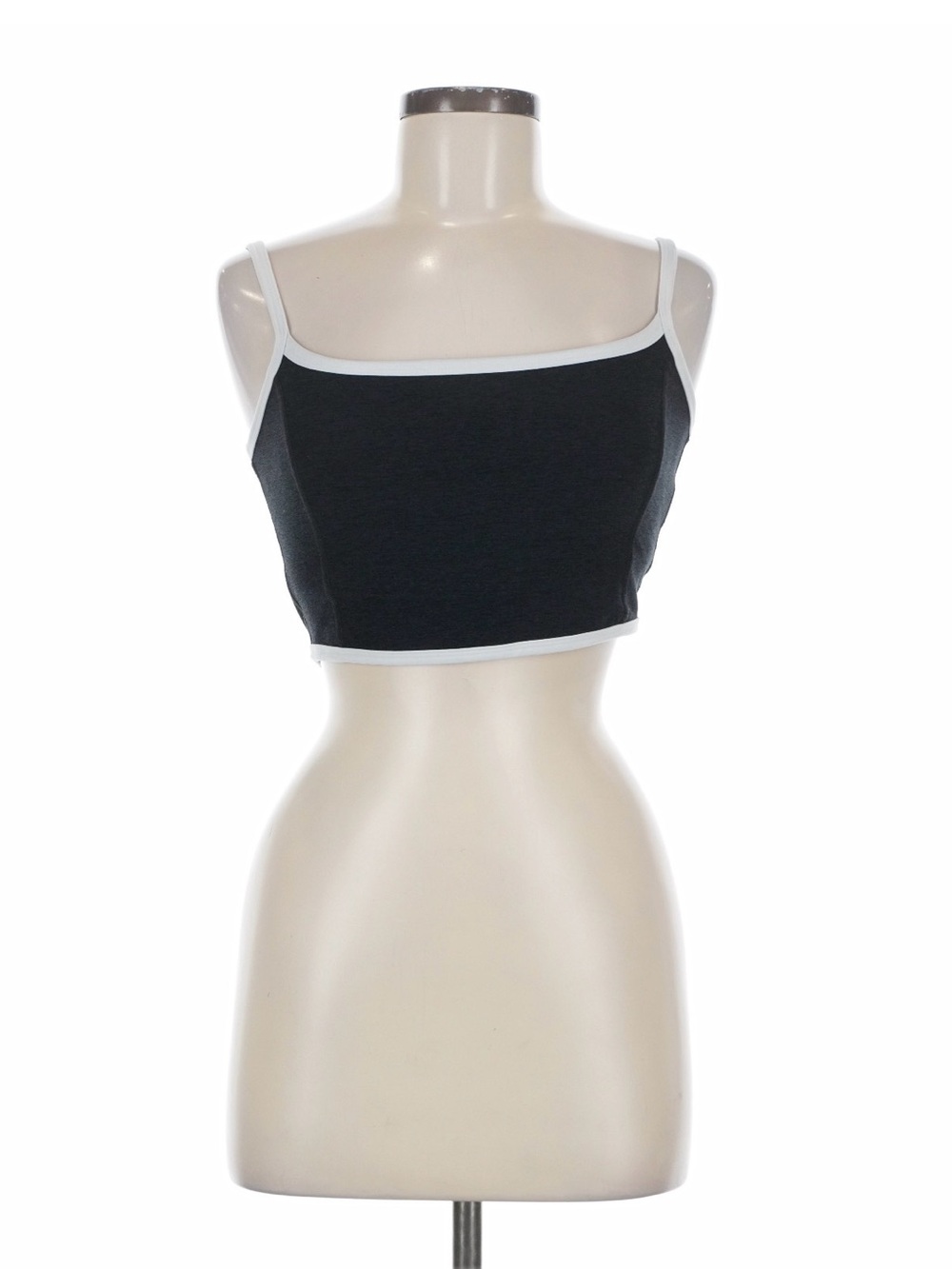 Beyond Yoga Contrast Trim Crop Top (Black/White) - Medium